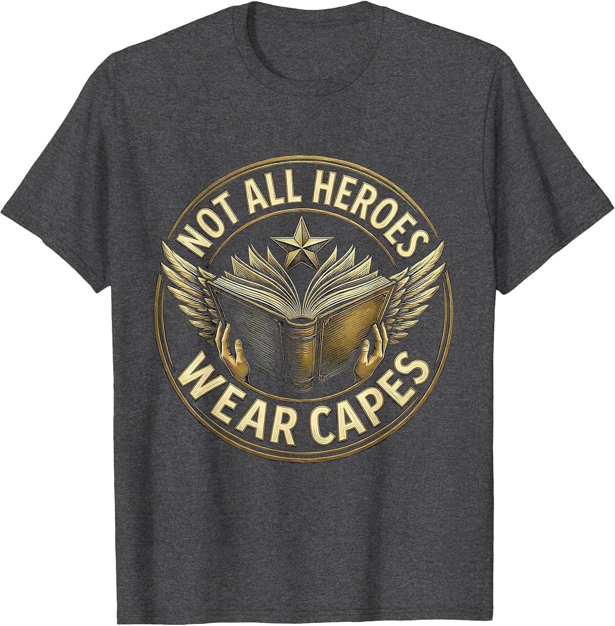 Men's Not All Heroes Wear Capes Sped Teacher Design T-Shirt - Dark Heather Grey
