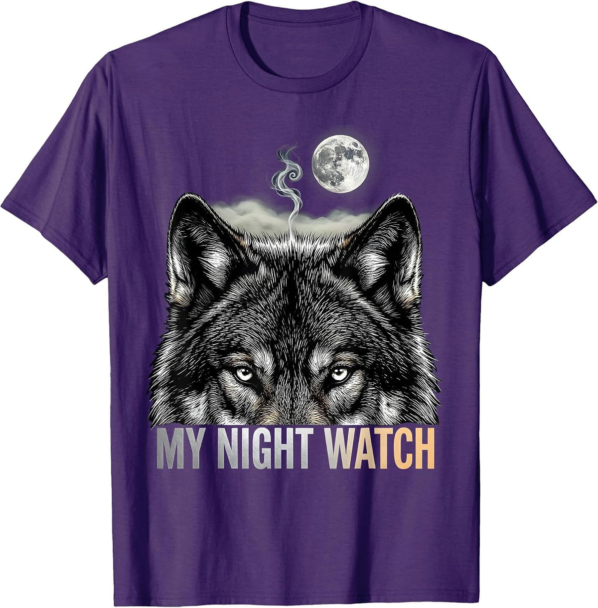 My Night Watch Scratchboard Wolf Howling Wildlife Art T-Shirt - Purple