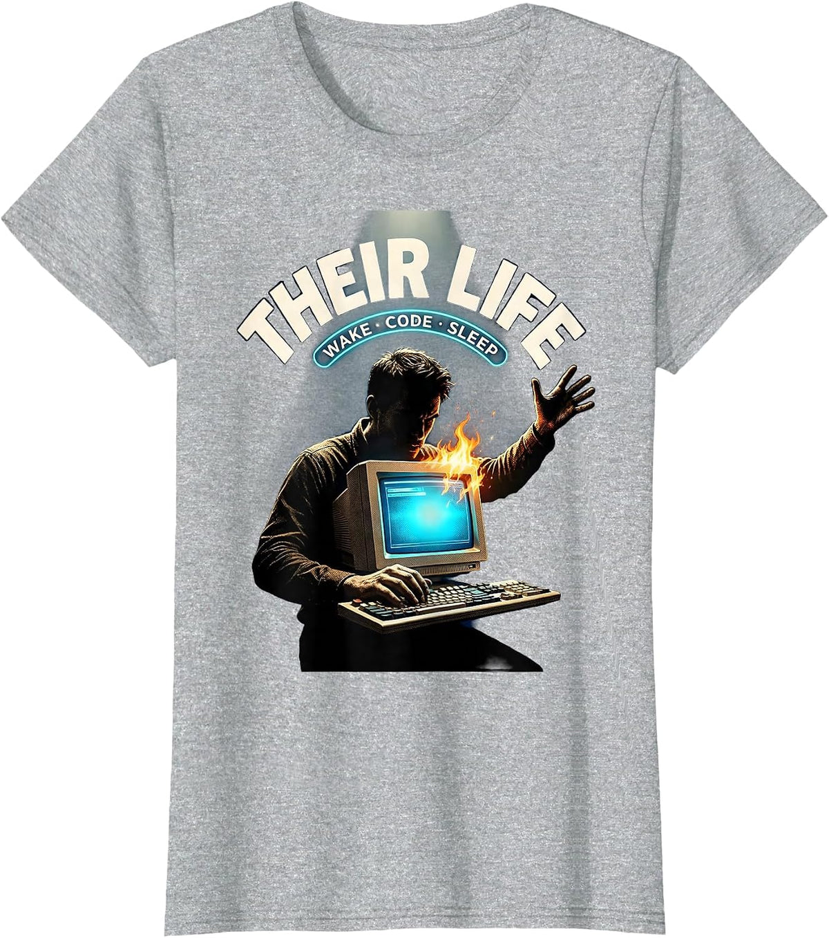 Their Life Wake Code Sleep Funny Programmer Humor T-Shirt - Heather Grey