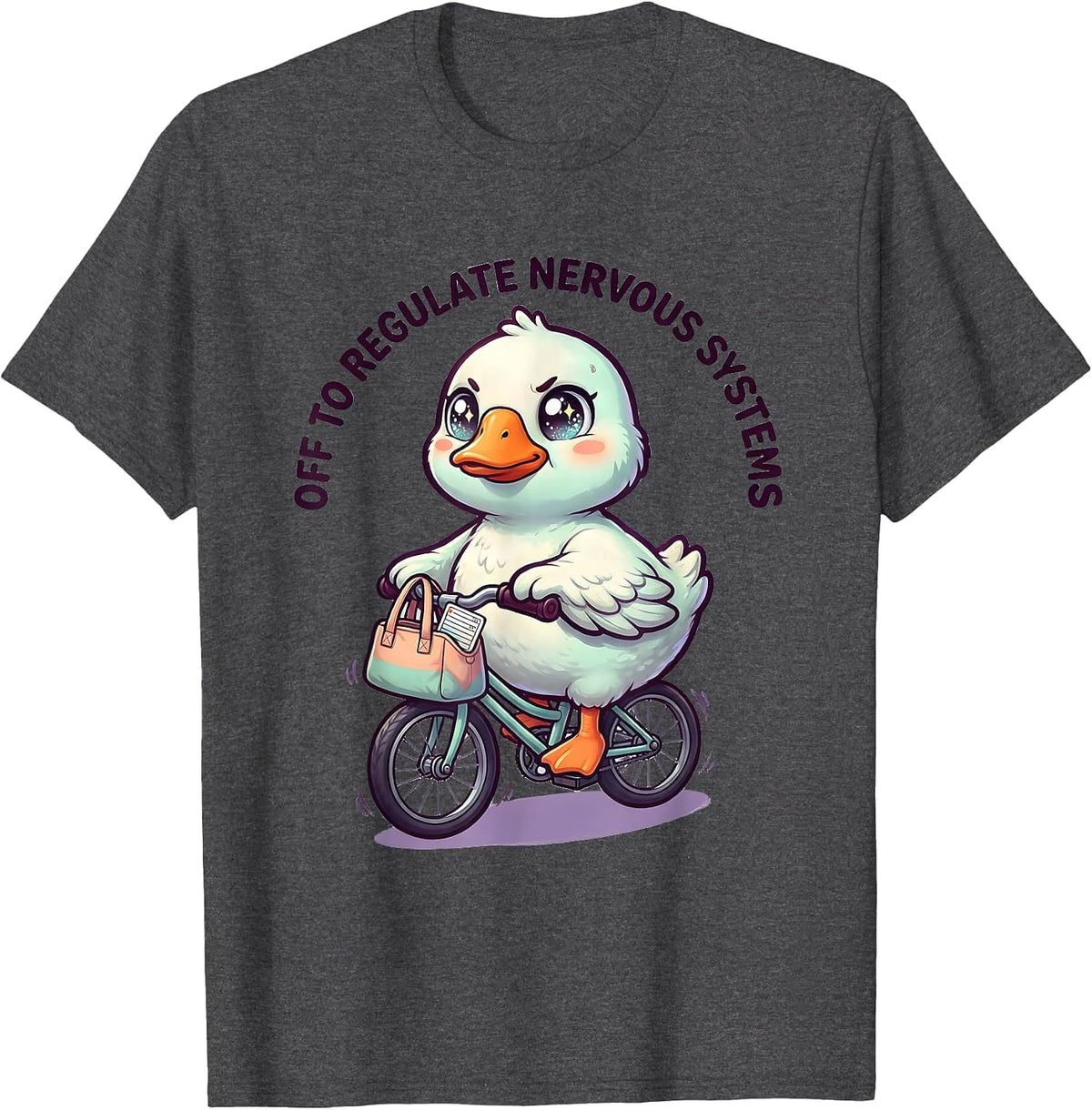 Men's Off To Regulate Nervous Systems Cute Kawaii Funny Mental T-Shirt - Dark Heather Grey