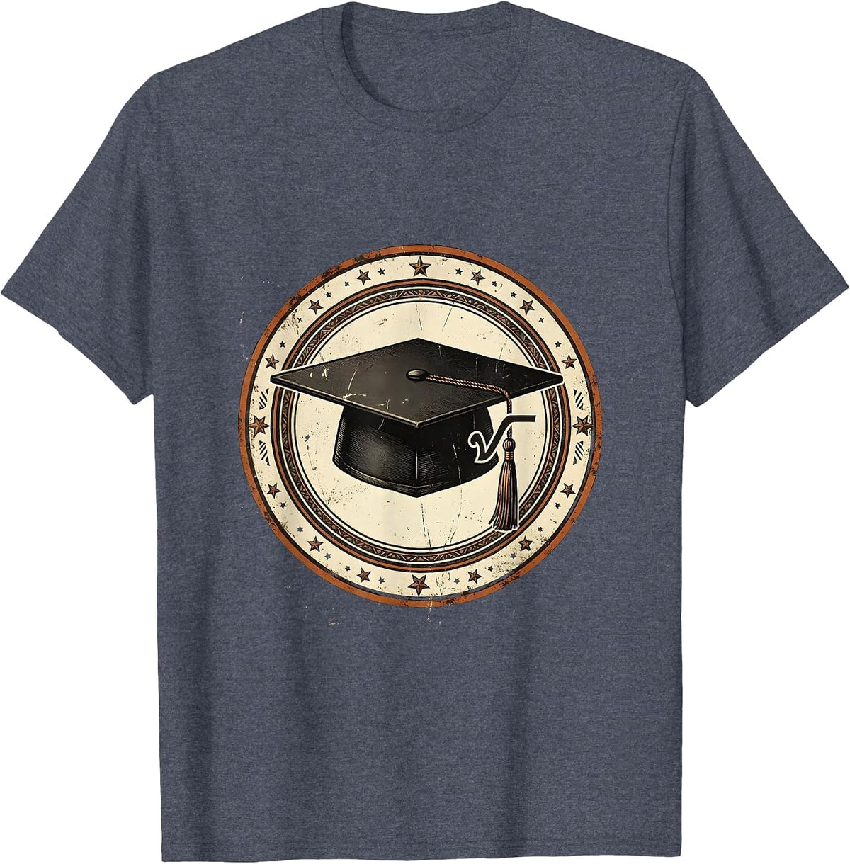 Math Teacher Graduation Cap Square Root Graphic T-Shirt - Heather Blue