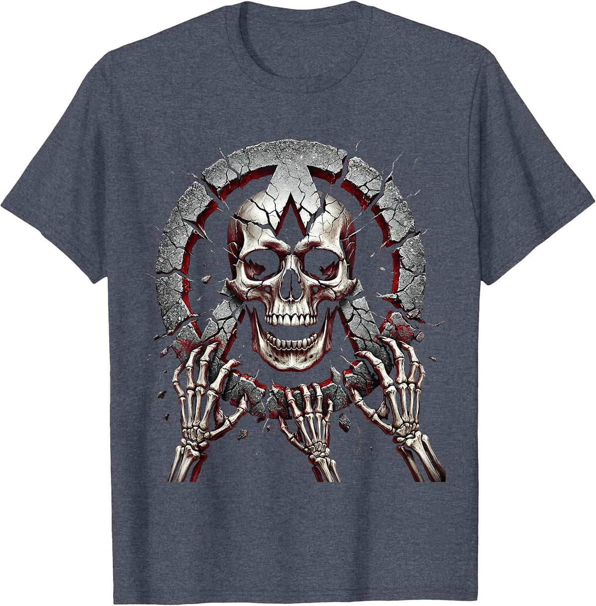 Anarchist Symbol Cracked Asphalt Punk Rock Graphic T-Shirt - Heather Blue
