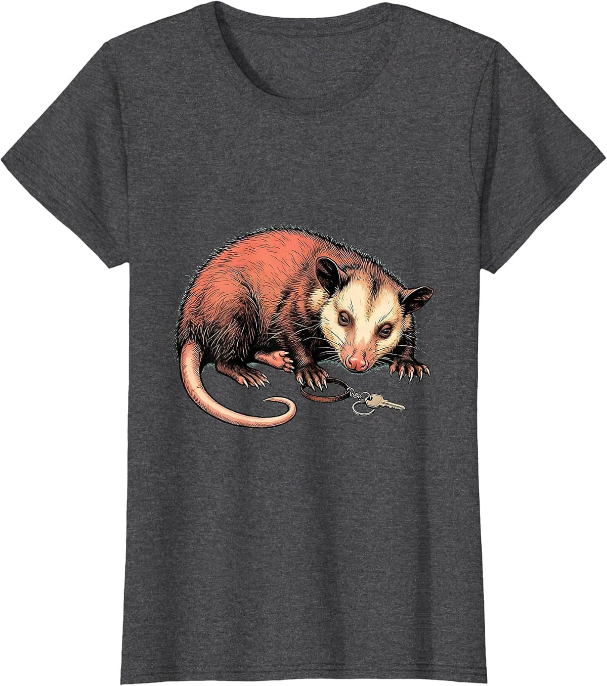 Women's Oversized Limp Opossum Funny Animal Meme Humor T-Shirt - Dark Heather Grey