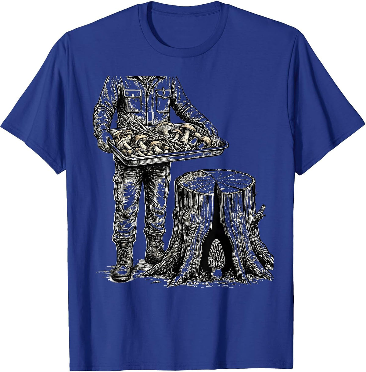 Men's Forager Mushroom Hunting Morel Hunter Humor Gift T-Shirt - Royal Blue