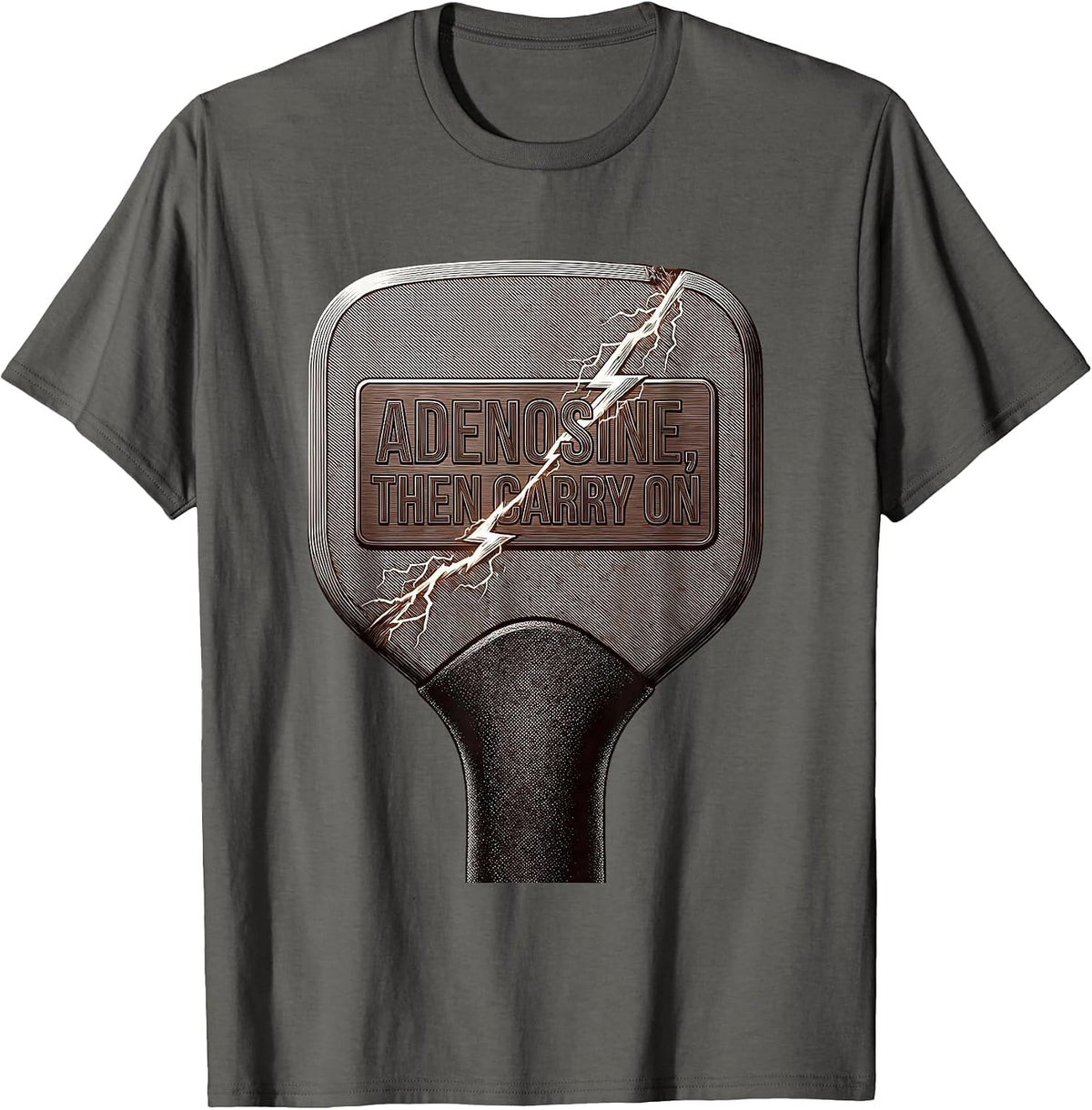 Men's Adenosine, Then Carry On Funny Cardiology Cardiac Nurse T-Shirt - Asphalt Grey