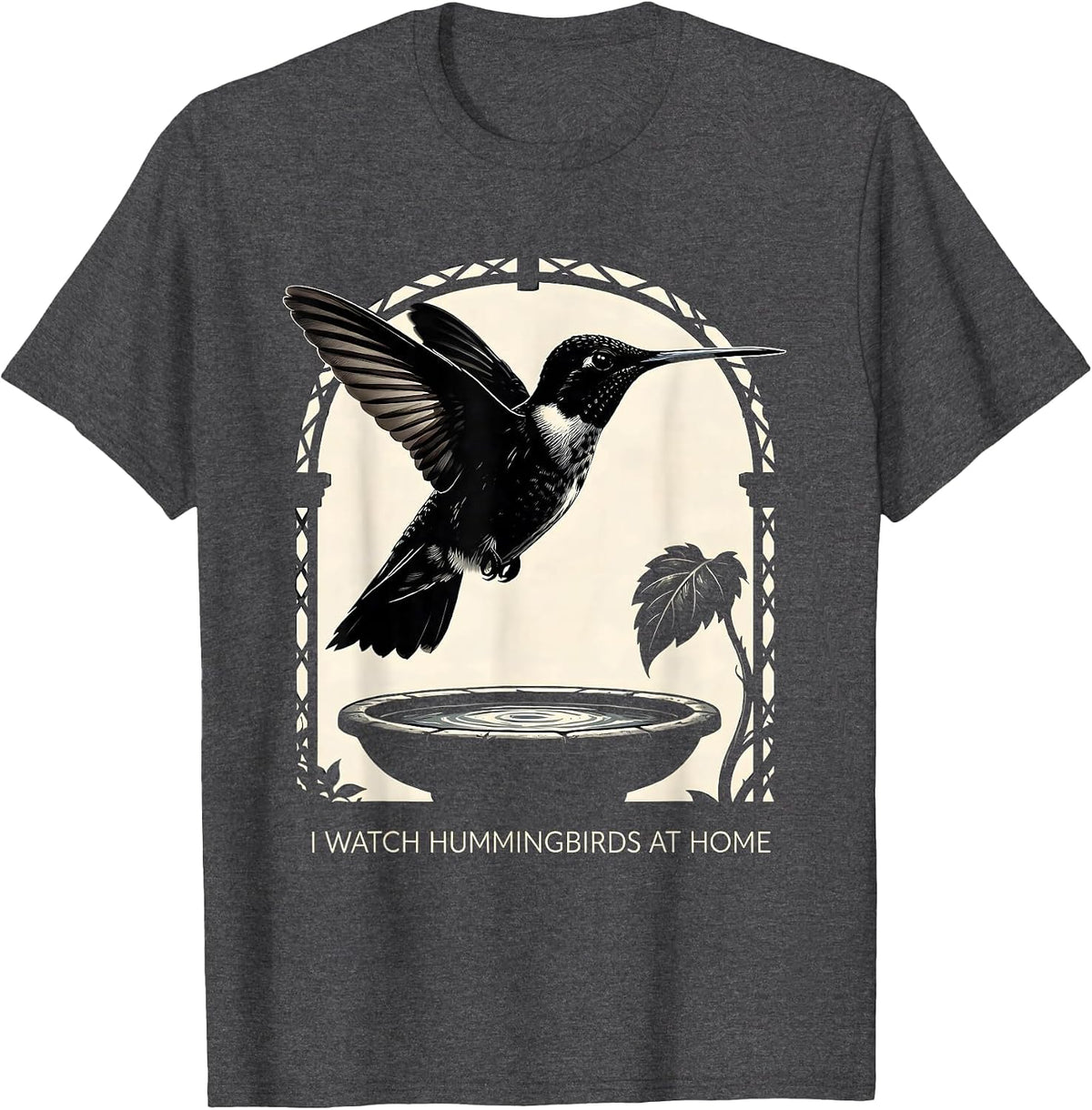 Men's I Watch Hummingbirds At Home Bird Lover Hummingbird Watcher T-Shirt - Dark Heather Grey