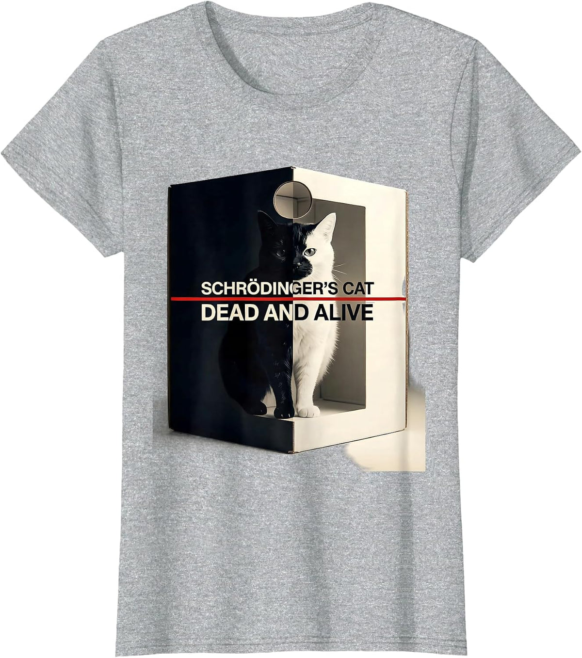 Women's Schrödinger's Cat: Dead And Alive Quantum Physics Humor T-Shirt - Heather Grey