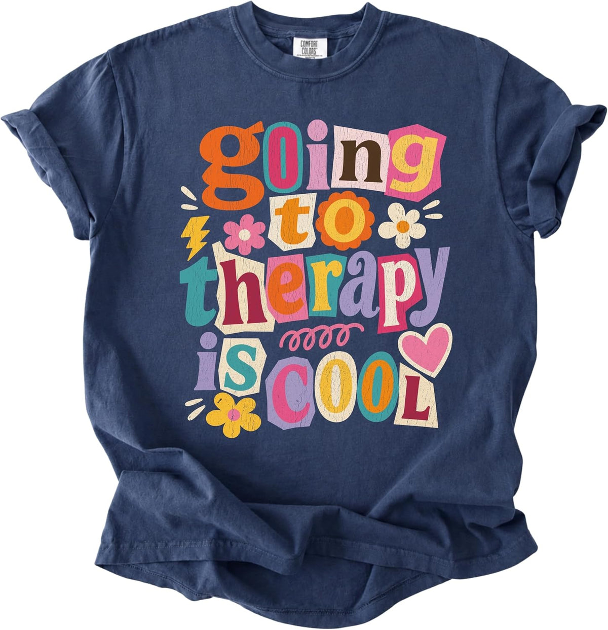 FITIN Going to Therapy is Cool T-Shirt, Mental Health Message Graphic Tee - Midnight