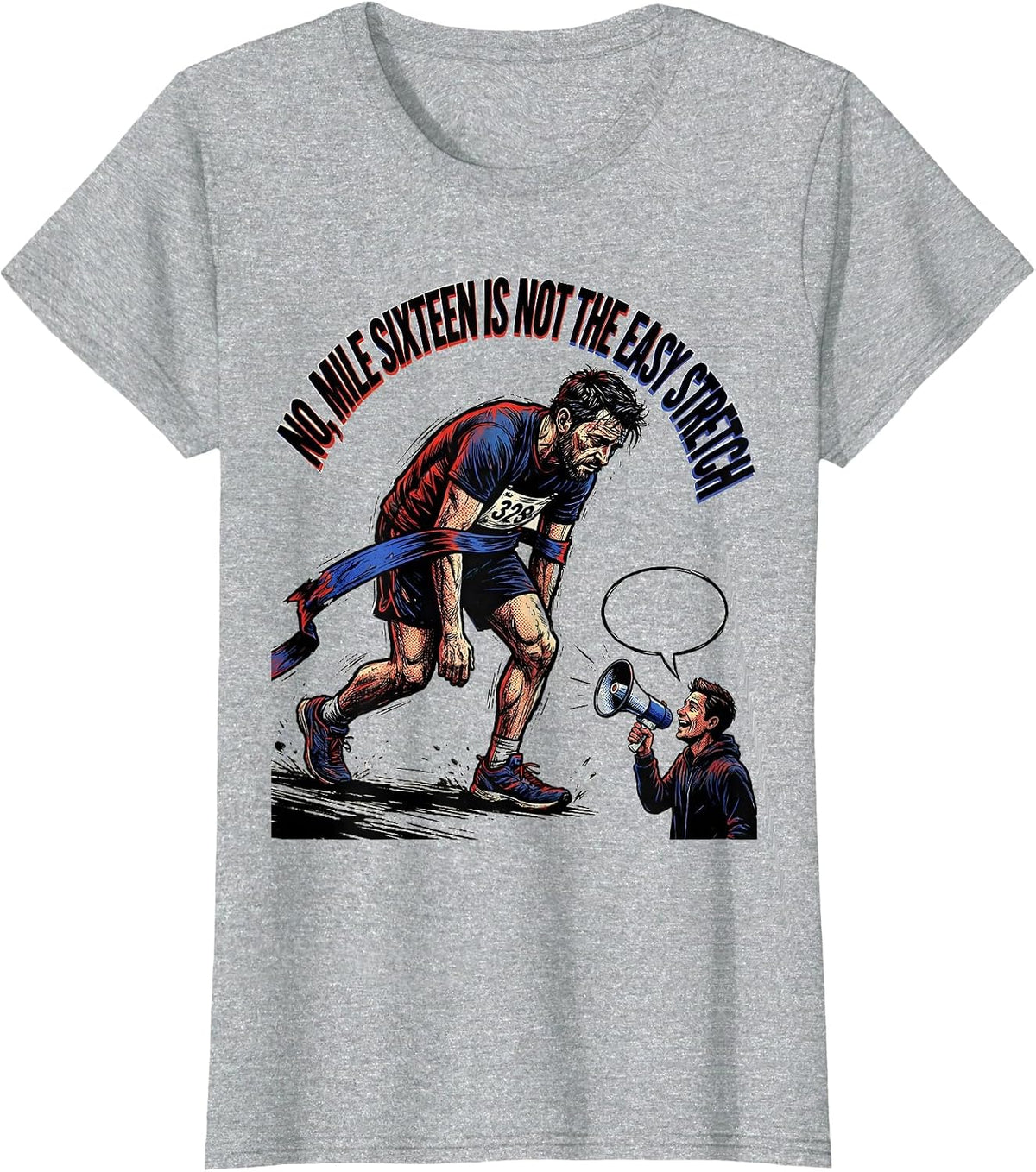 No, Mile Sixteen Is Not The Easy Stretch Funny Runner Gift T-Shirt - Heather Grey