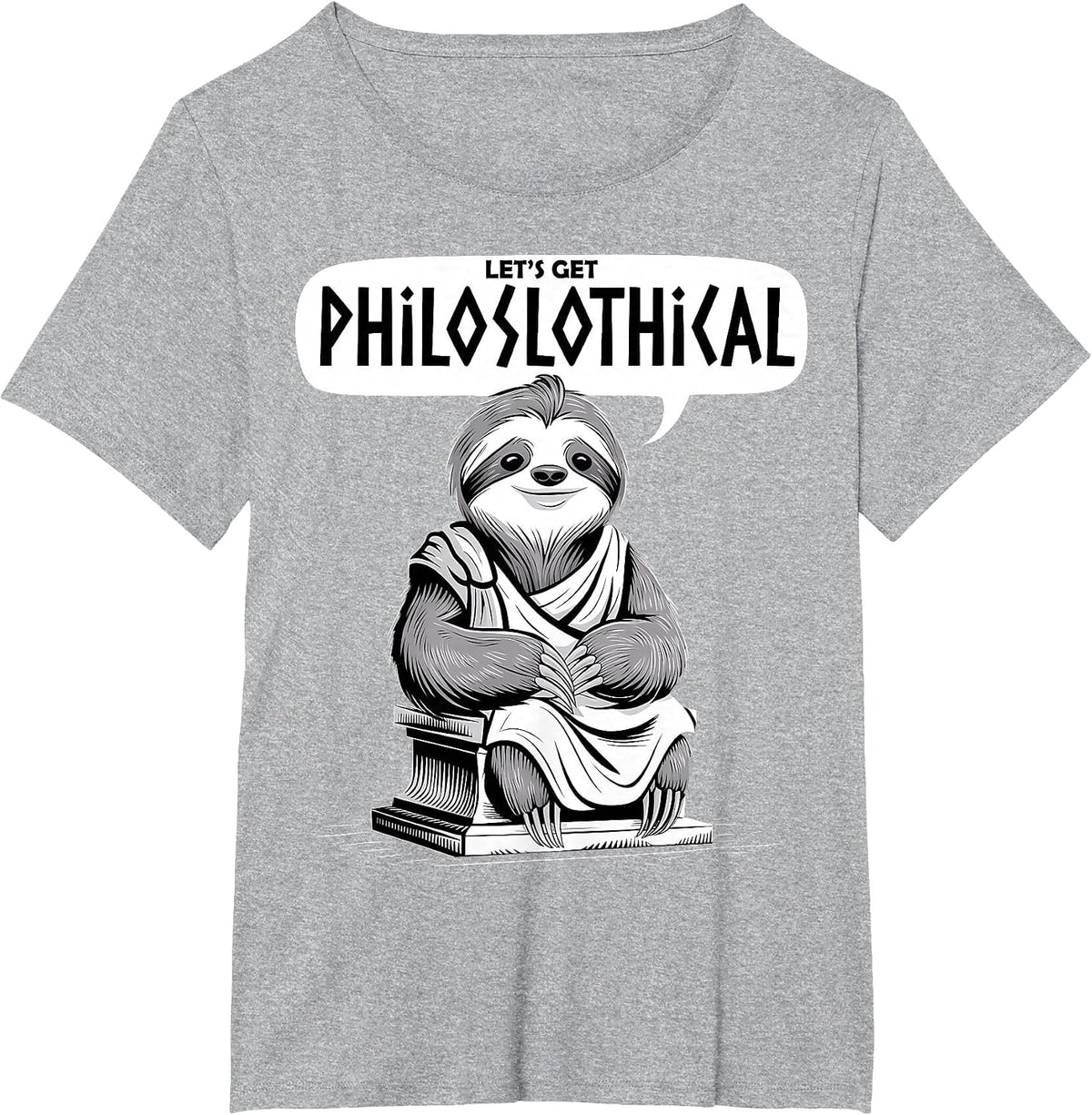 Funny Philosophy Sloth Philoslothical Philosopher Wordplay T-Shirt - Heather Grey