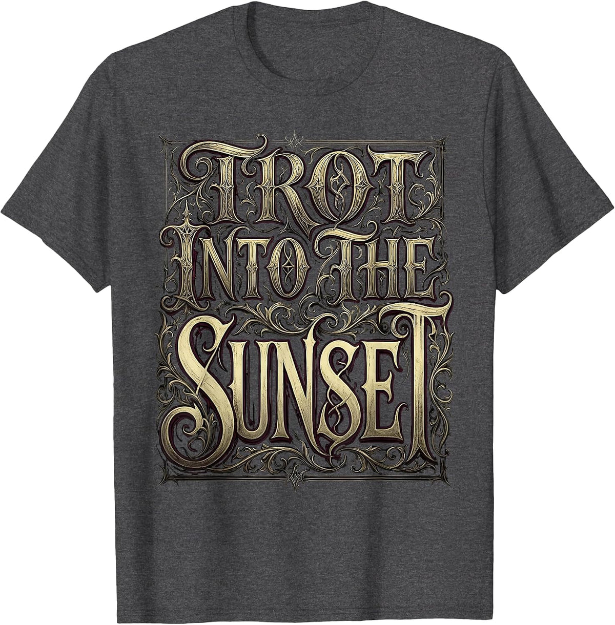 Trot Into the Sunset Equestrian Design T-Shirt - Dark Heather Grey