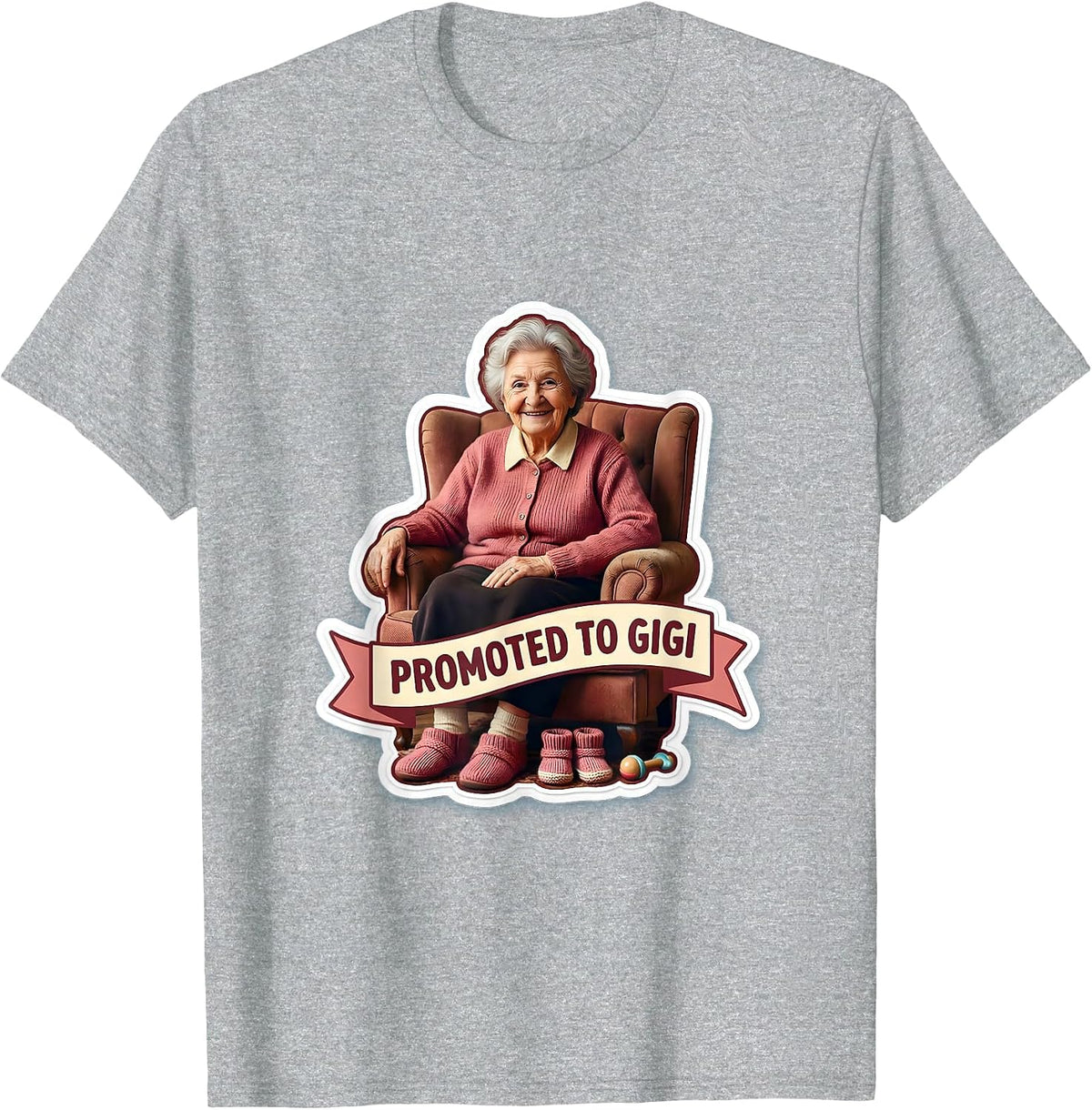 Men's Promoted to Gigi Grandma Announcement Design T-Shirt - Heather Grey