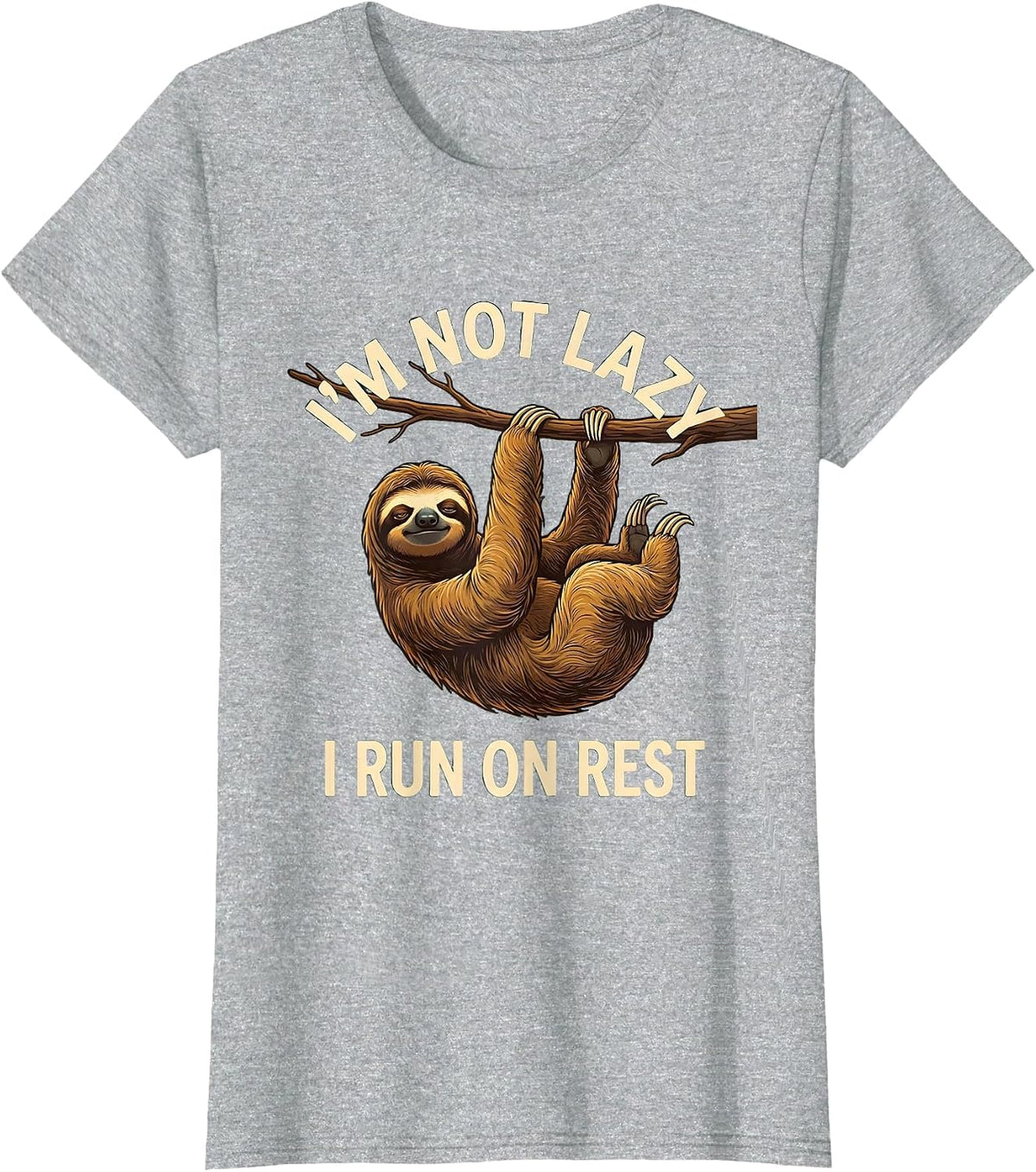 I'm Not Lazy I Run On Rest Funny Sloth Animal Lover Humor T-Shirt - Heather Grey