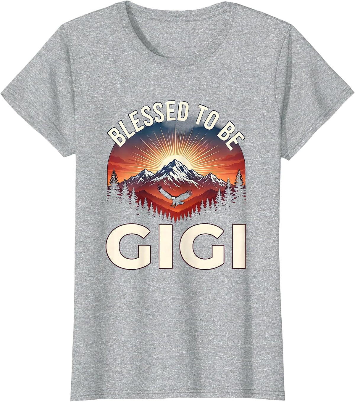 Blessed to be Gigi Grandmother Design T-Shirt - Heather Grey