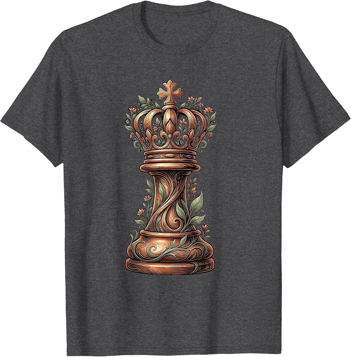 Men's Chess King Standing After Battle Graphic T-Shirt - Dark Heather Grey