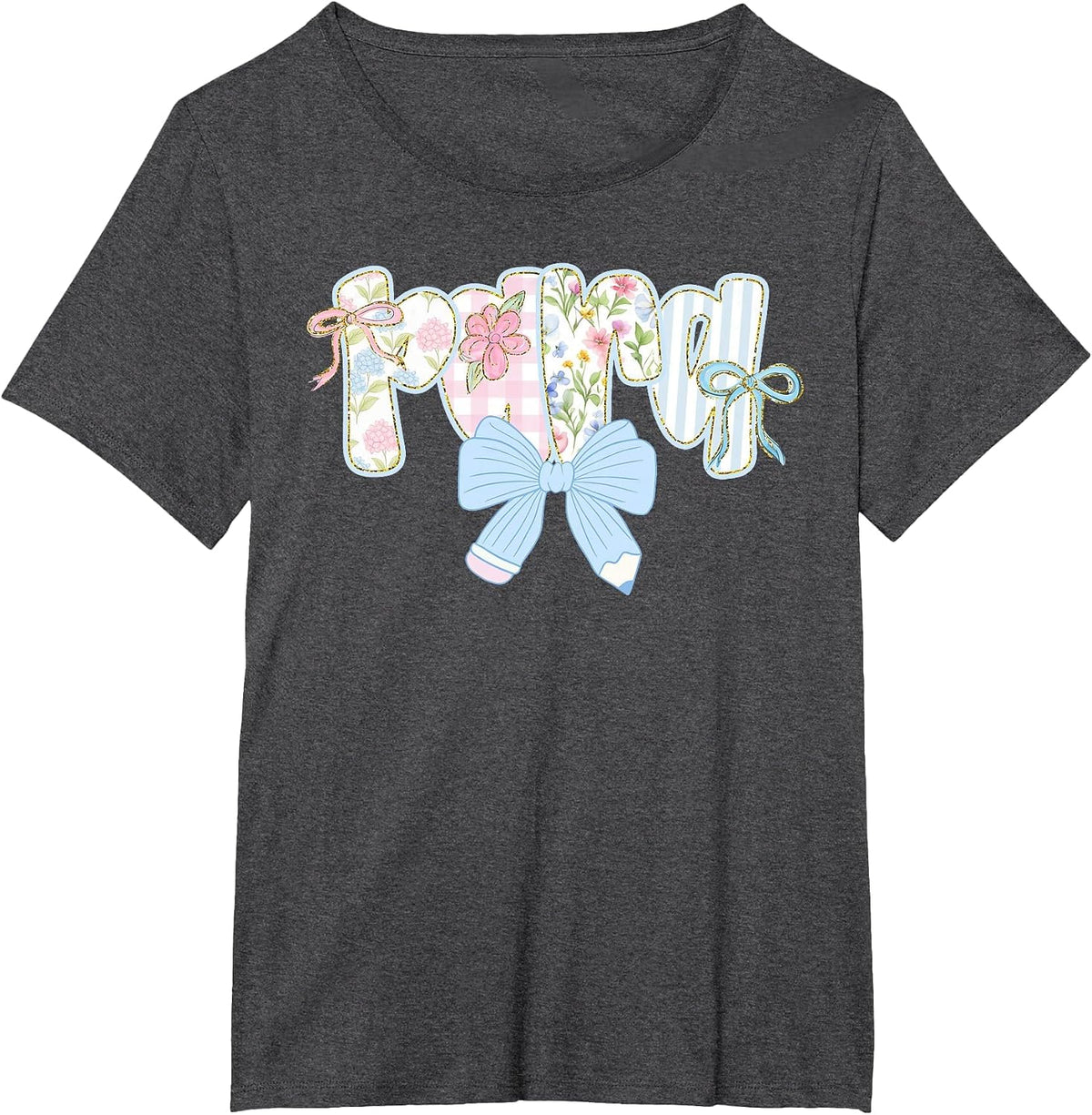 para Teacher Coquette Bow First Day of School Back to School T-Shirt - Dark Heather Grey