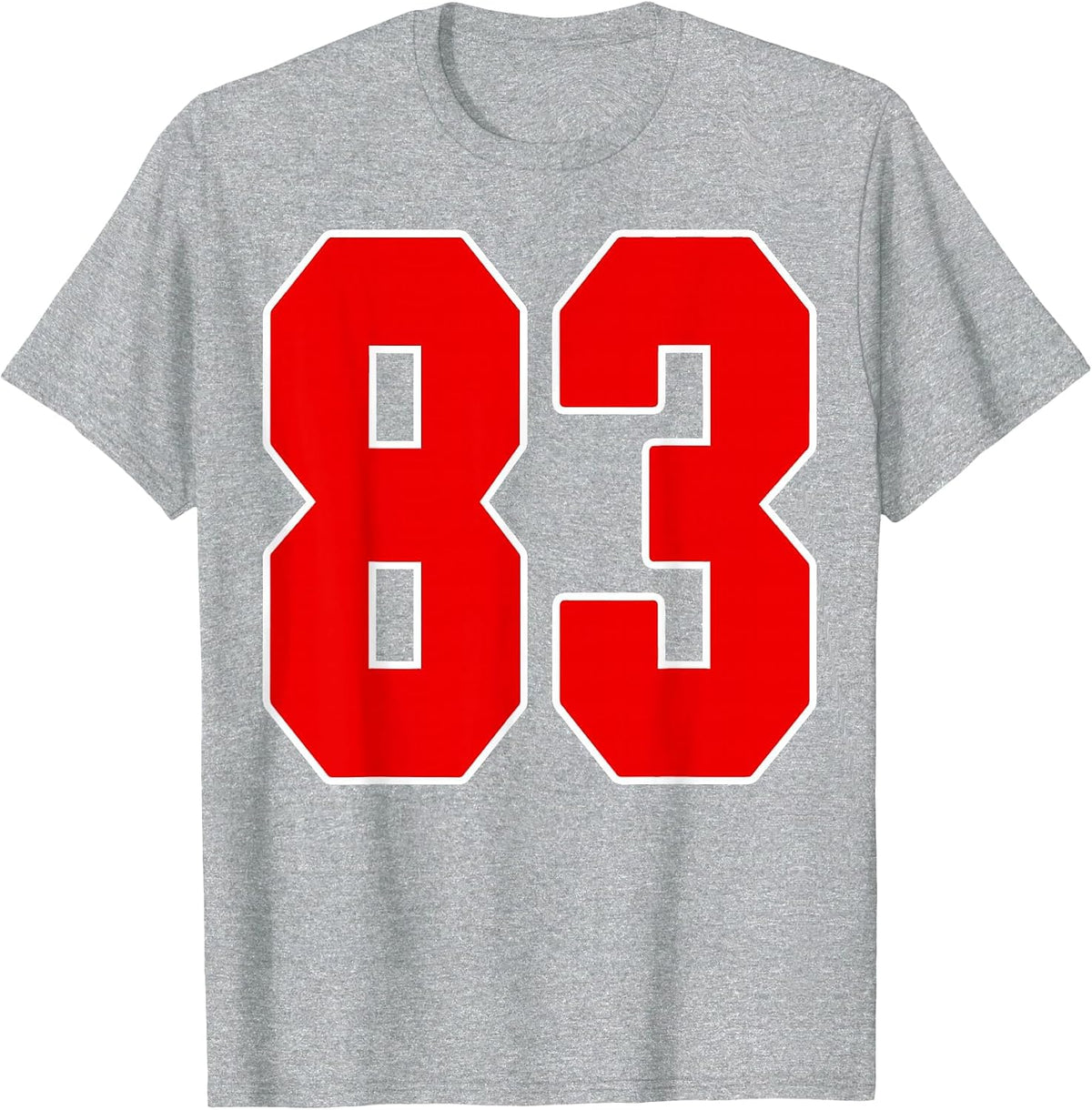 Red Number 83 Jersey Big #83 Uniform Favorite Player T-Shirt - Heather Grey