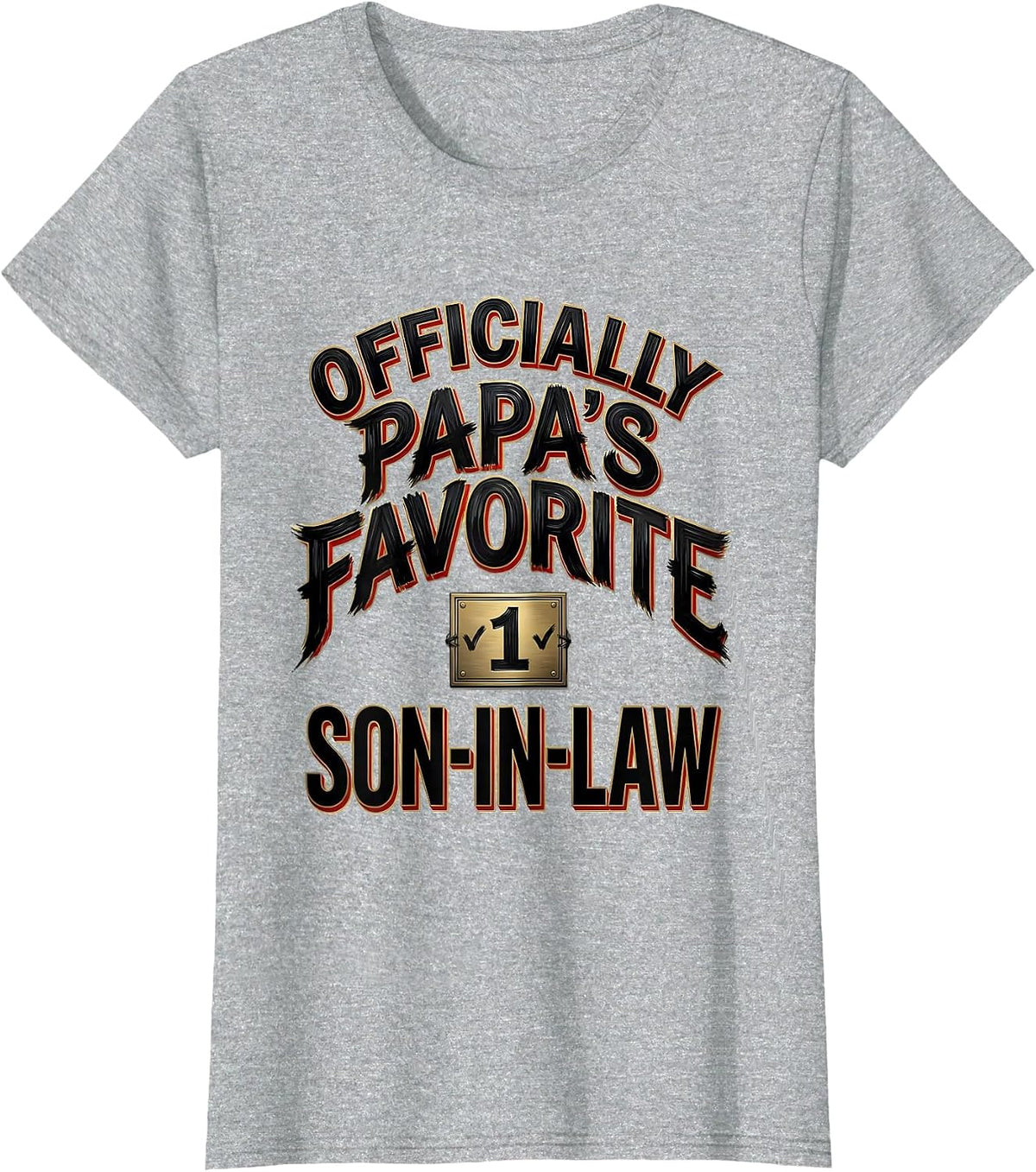 Officially Papa's Favorite Son-In-Law Funny Family Role Gift T-Shirt - Heather Grey