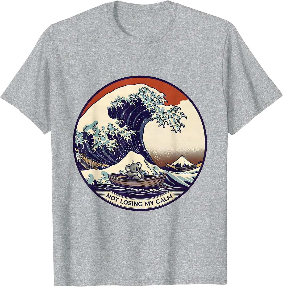Men's Not Losing My Calm Funny Koala Japanese Wave Meme Animal T-Shirt - Heather Grey