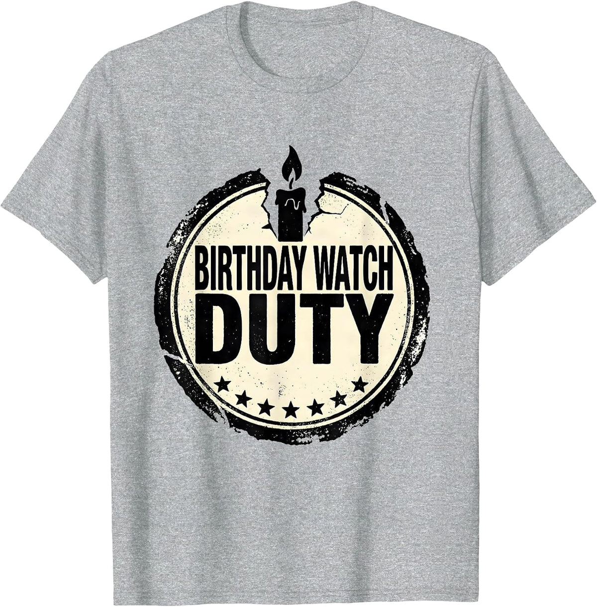 Men's Birthday Watch Duty Rubber Stamp Birthday Crew Squad Party T-Shirt - Heather Grey