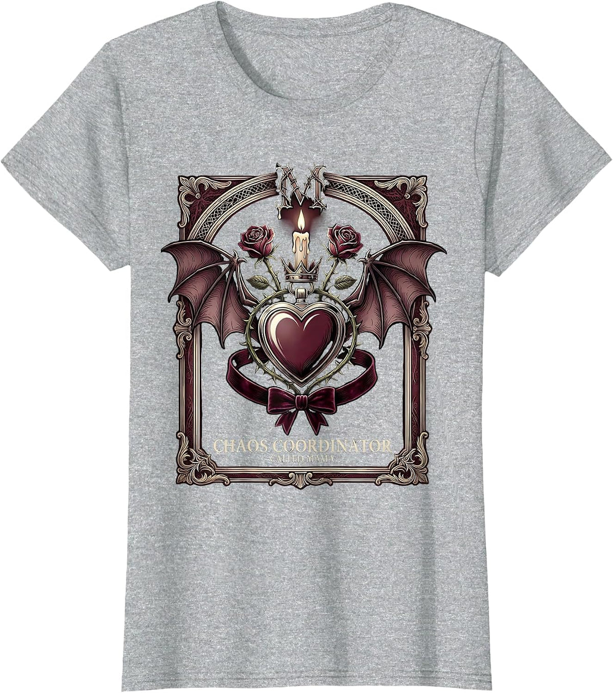 Women's Chaos Coordinator Called Mama Funny Mom Design T-Shirt - Heather Grey