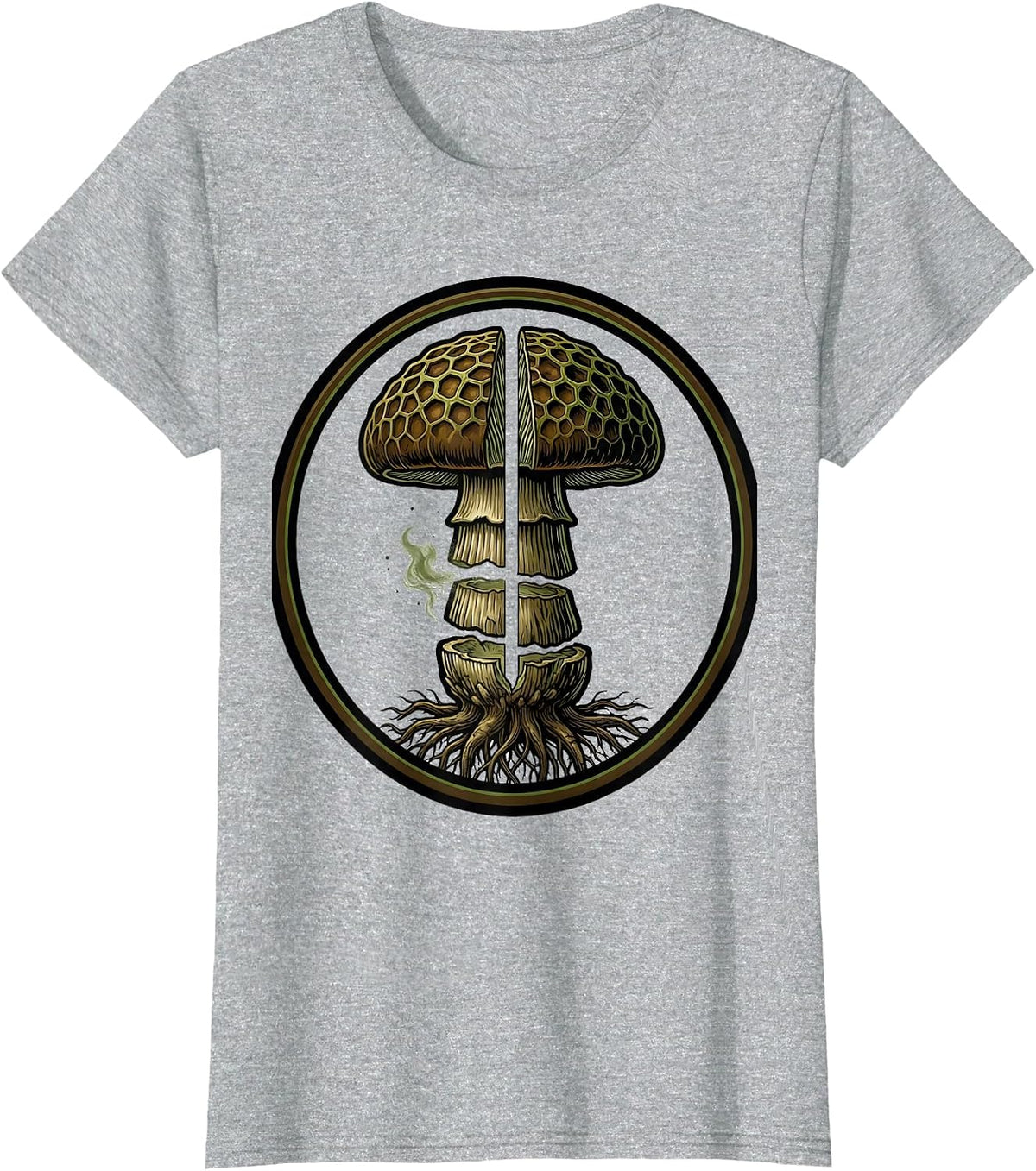 Morel Mushroom Exploded View Technical Forager Gift T-Shirt - Heather Grey