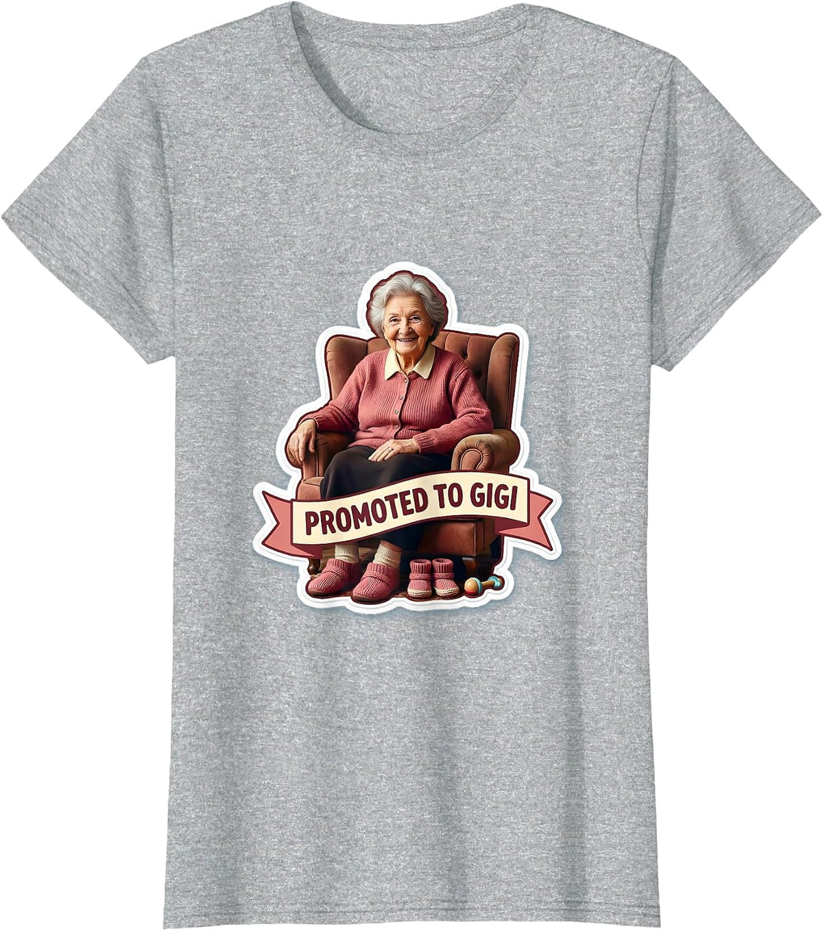 Women's Promoted to Gigi Grandma Announcement Design T-Shirt - Heather Grey