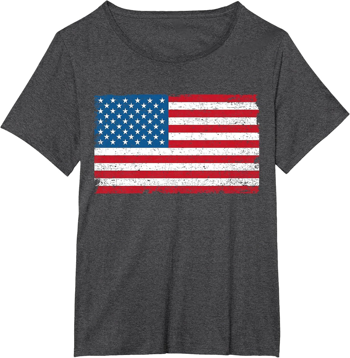 USA American Flag Distressed T-Shirt - Dark Heather Grey