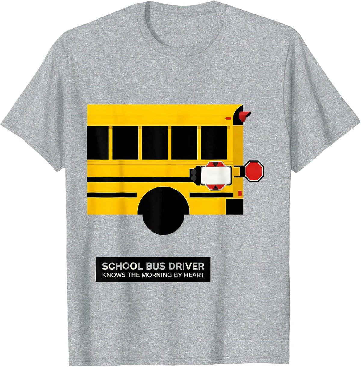Men's School Bus Driver, Knows The Morning By Heart Funny T-Shirt - Heather Grey