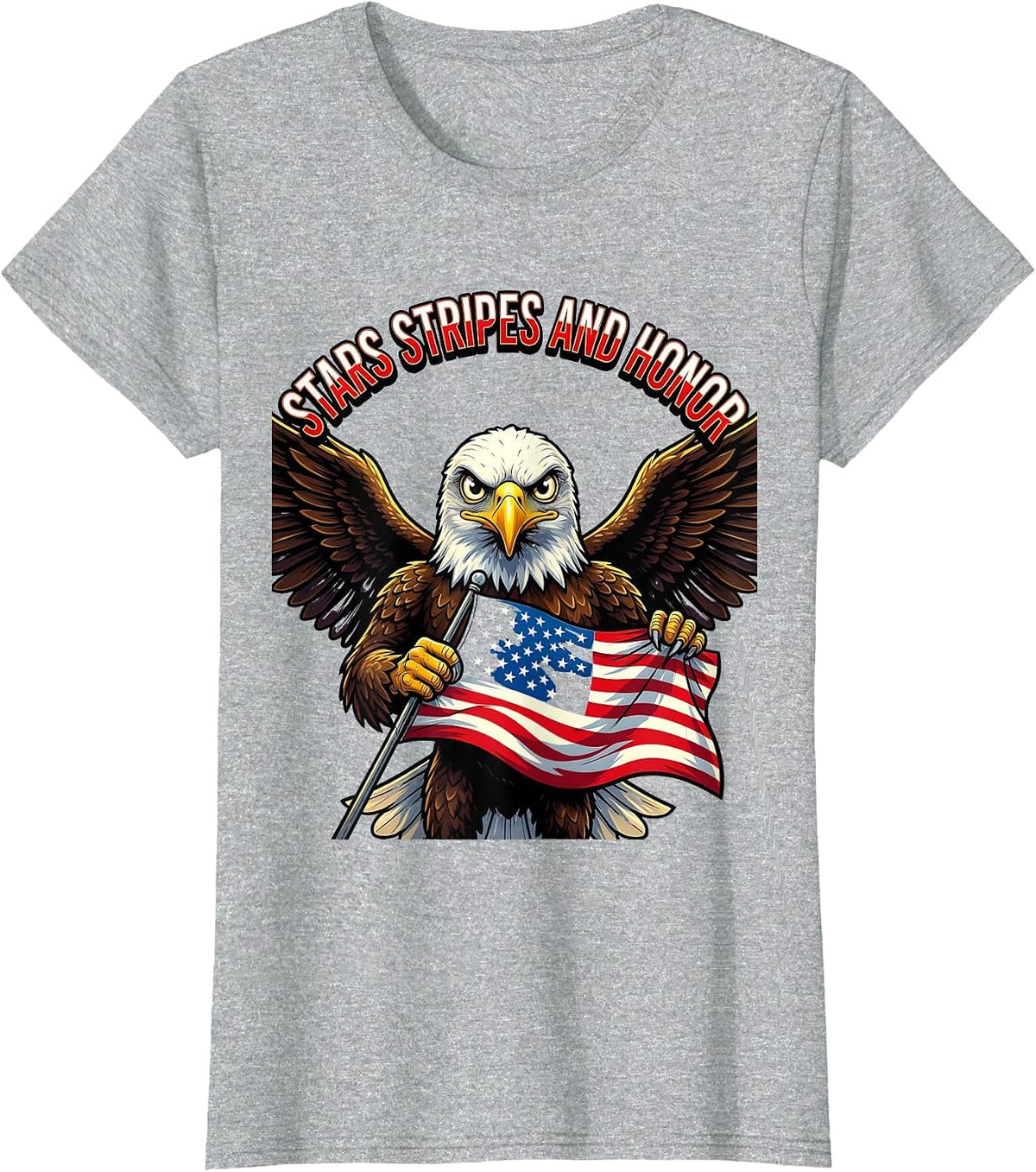 Stars Stripes and Honor Memorial Day Design T-Shirt - Heather Grey