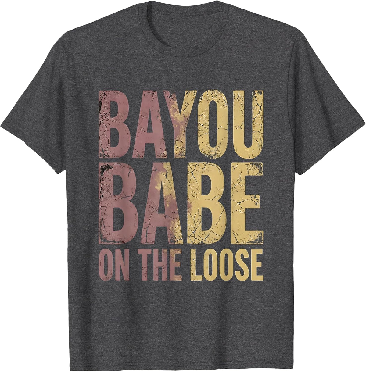 Bayou Babe On The Loose Mardi Gras Design T-Shirt - Dark Heather Grey