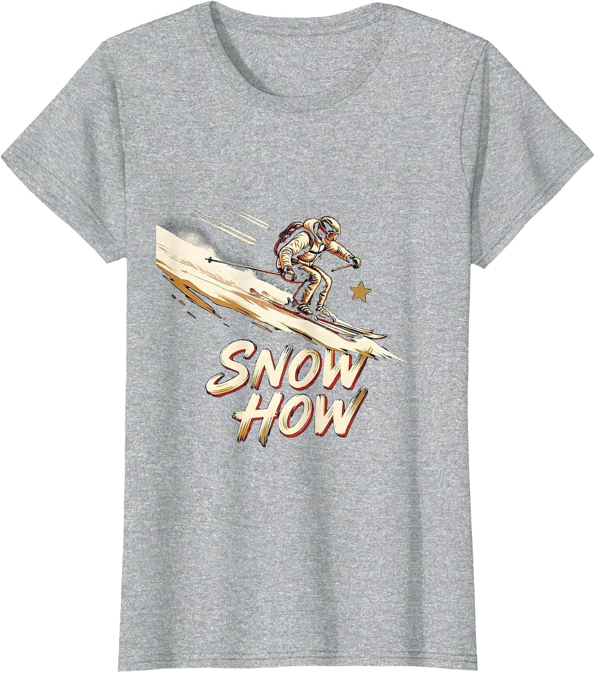 Snow How Sign Painter Vintage Skiing Gift For Skiers T-Shirt - Heather Grey