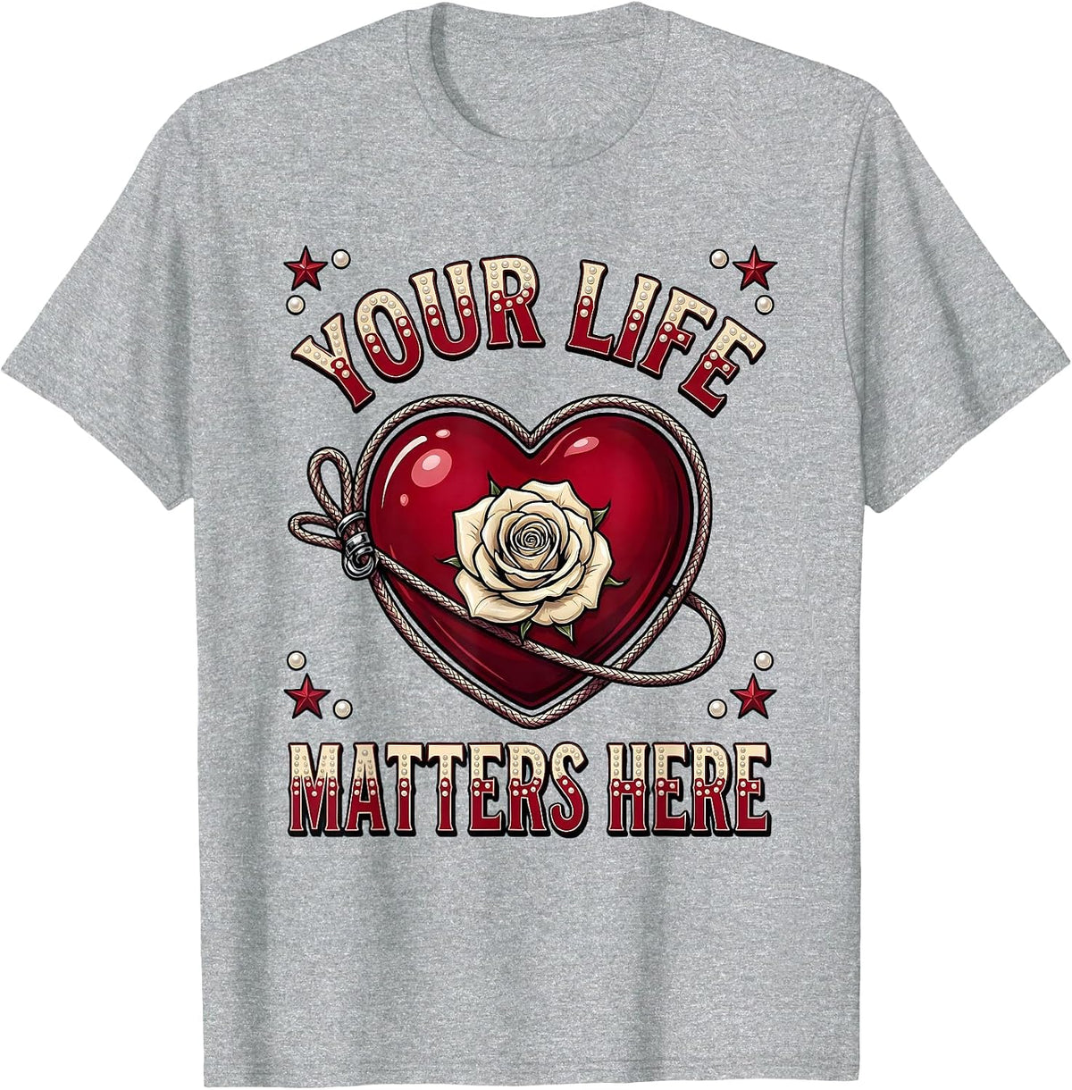 Men's Your Life Matters Suicide Prevention Awareness Design T-Shirt - Heather Grey
