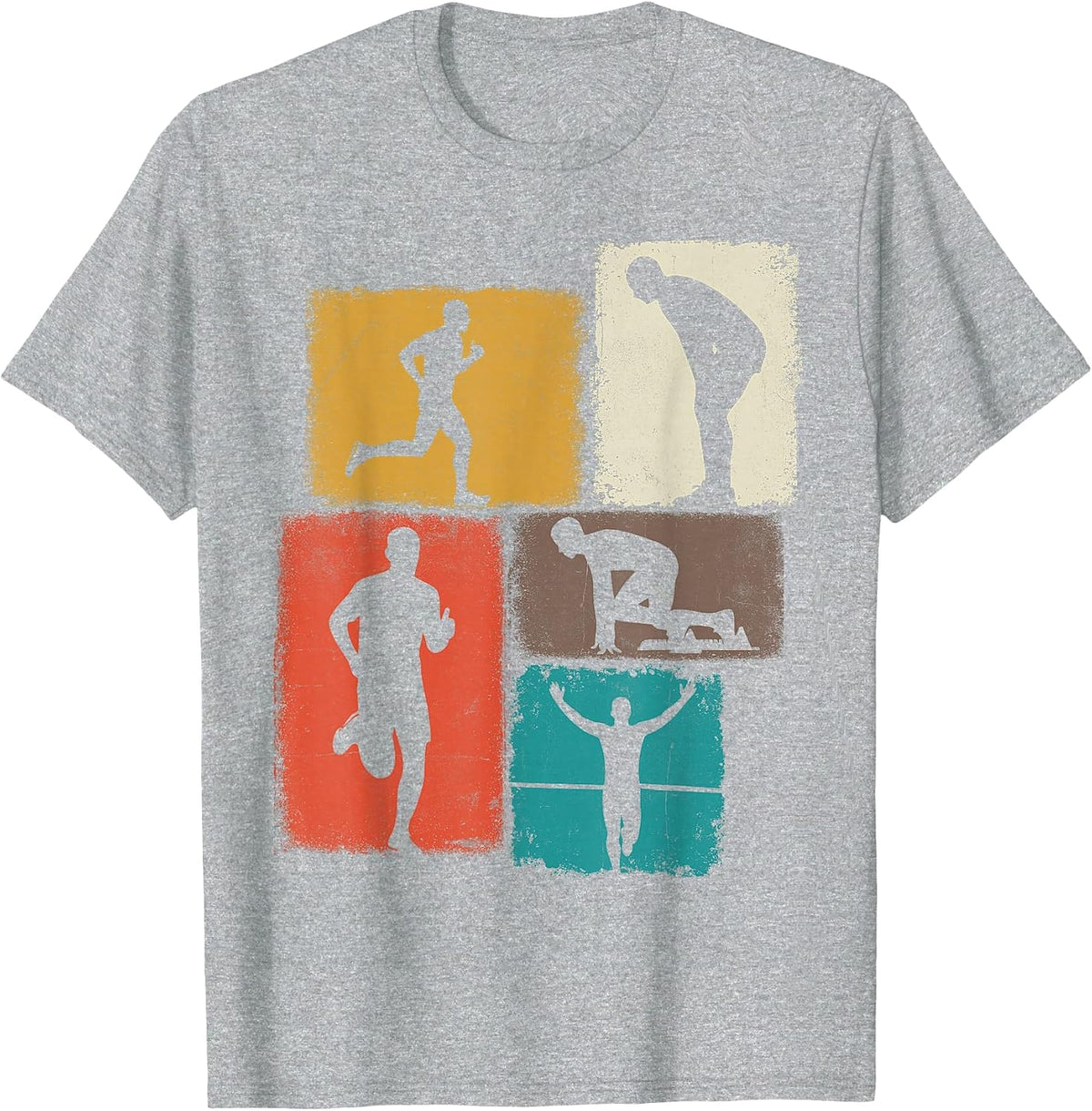 Running Collage Runner Men Coach Marathoner Run Dad T-Shirt - Heather Grey