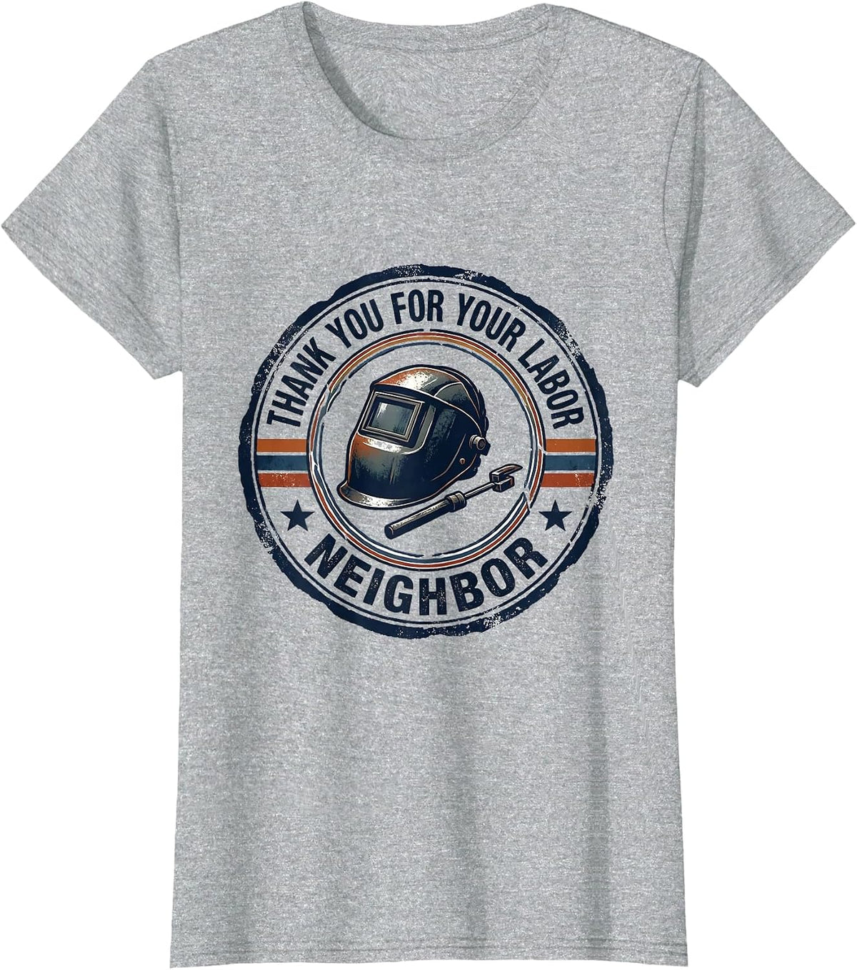 Thank You For Your Labor Neighbor Rubber Stamp Union Pride T-Shirt - Heather Grey