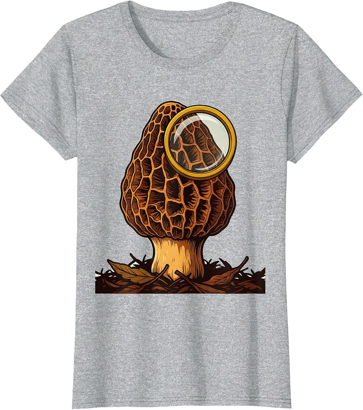 Morel Mushroom Retro 70s Forager Gift T-Shirt - Heather Grey