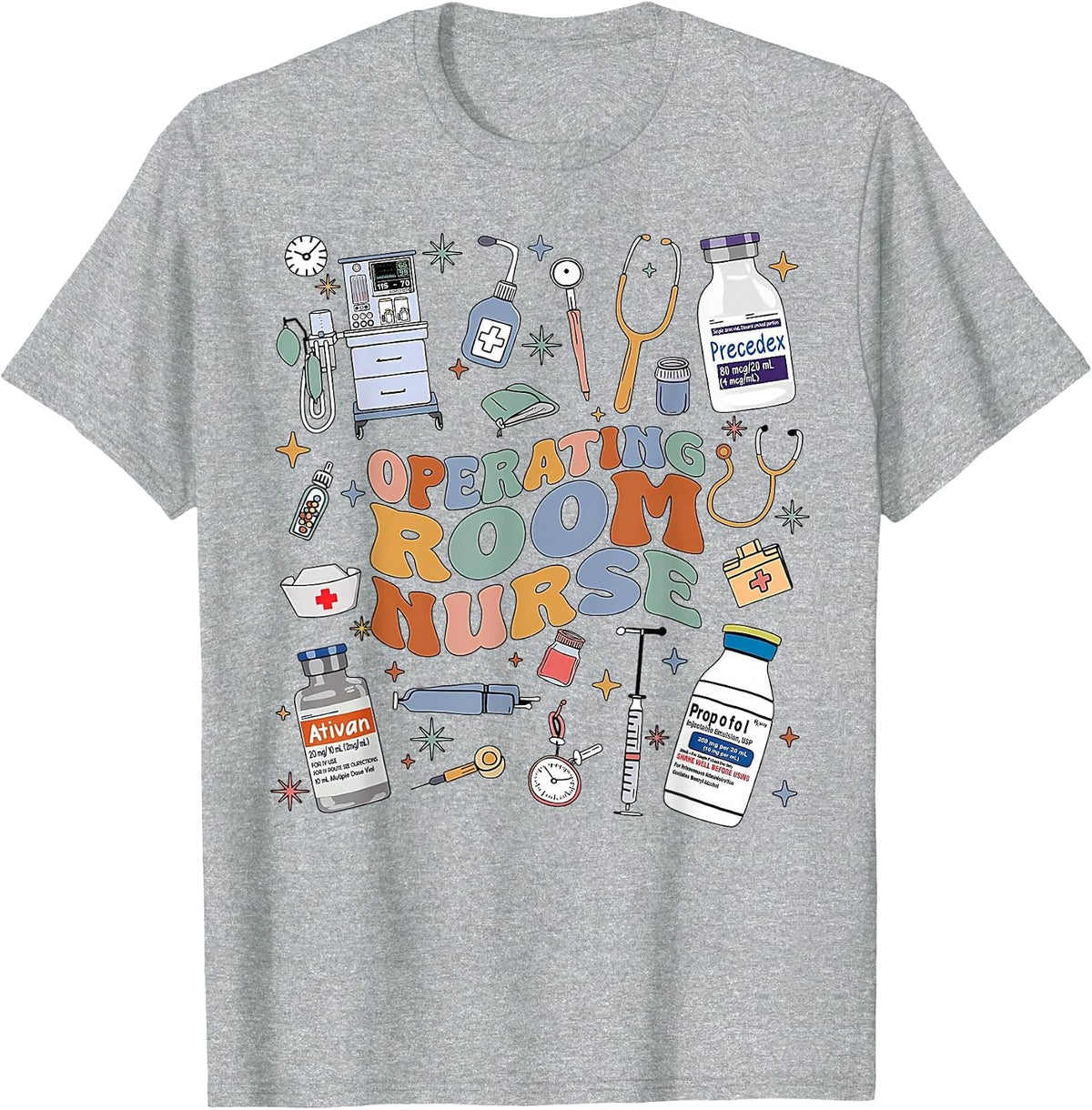 Retro Groovy Operating Room Nurse OR Nursing School Medical T-Shirt - Heather Grey
