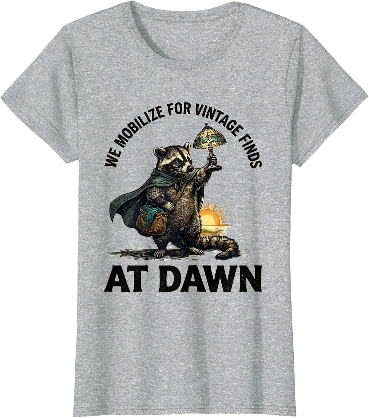 Women's We Mobilize For Vintage Finds At Dawn Funny Opossum T-Shirt - Heather Grey