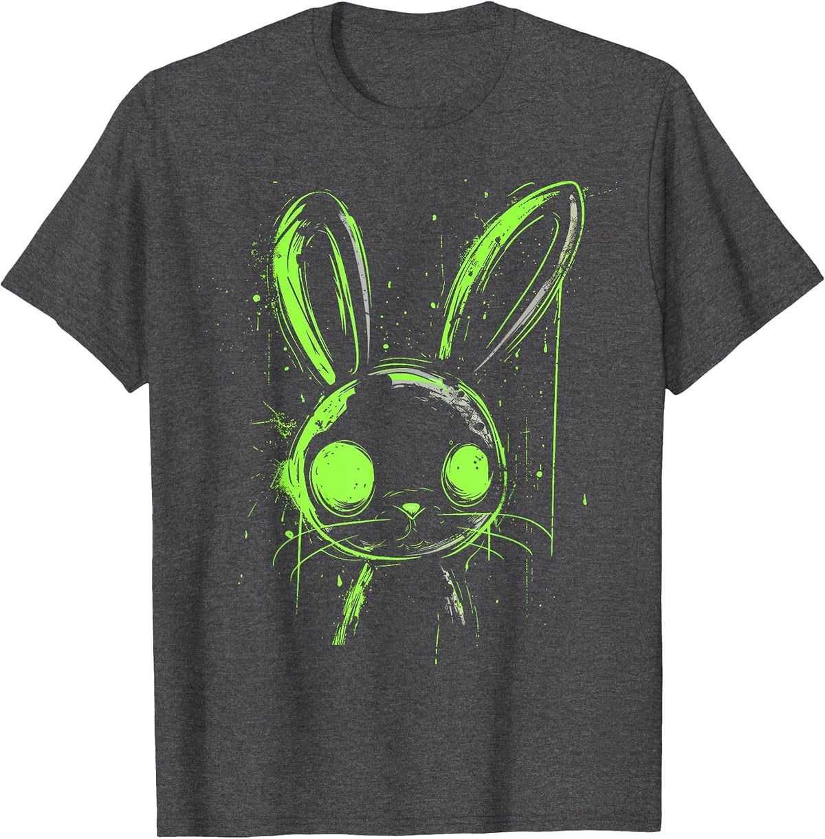 Pastel Goth Bunny Rabbit Green Creepy Cute Grunge Aesthetic T-Shirt - Dark Heather Grey