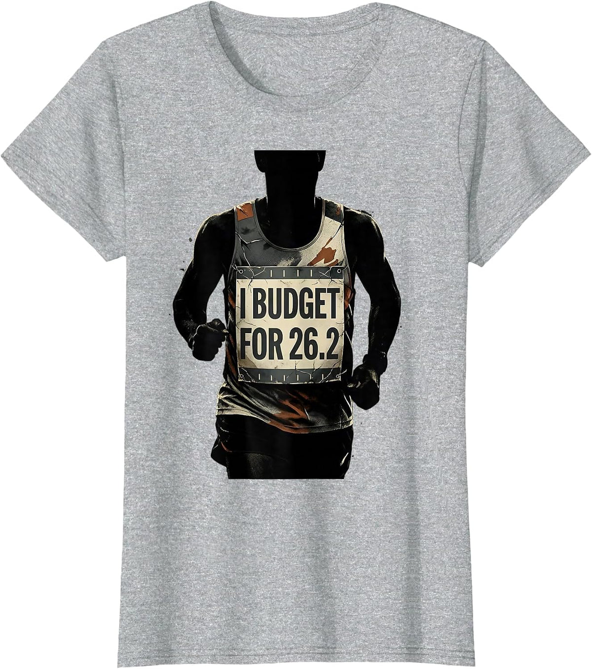 I Budget For 26.2 Distressed Funny Runner Marathon Gift T-Shirt - Heather Grey