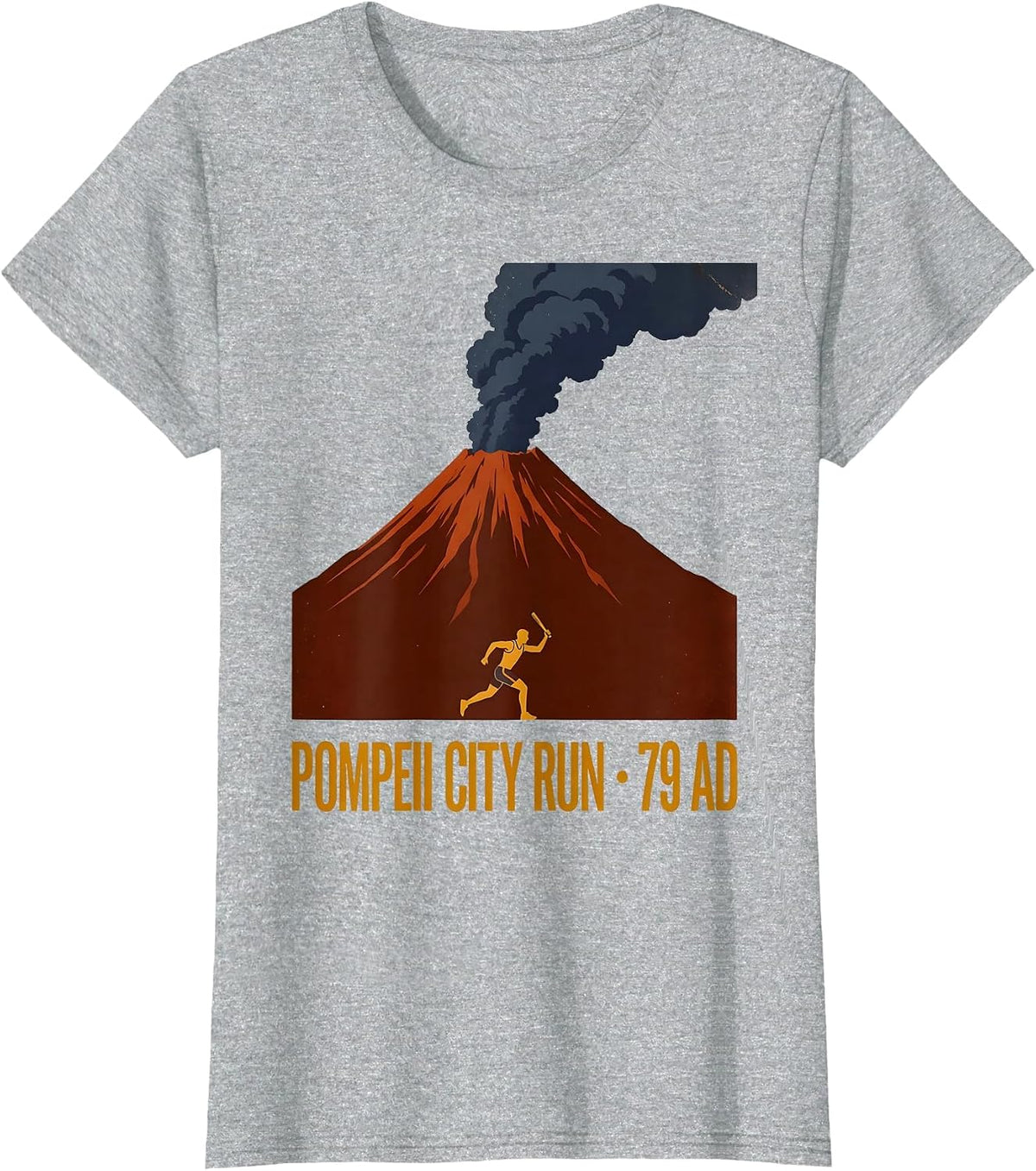 Pompeii City Run 79 AD Vintage Funny History Buff Geography T-Shirt - Heather Grey