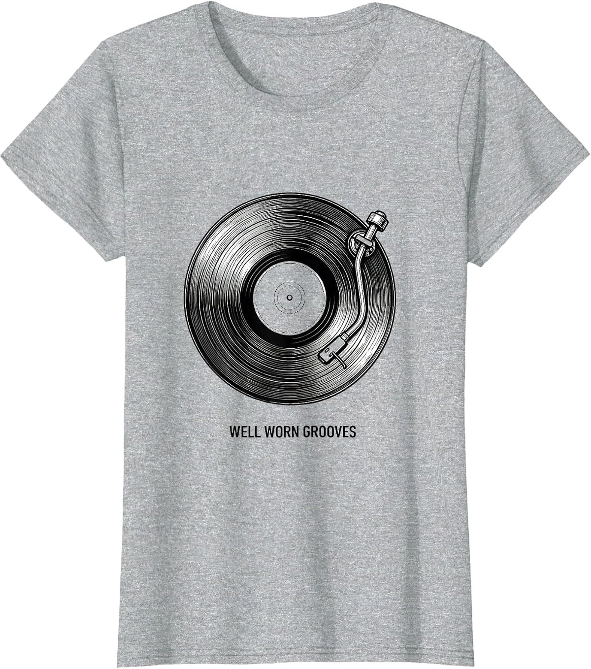 Well Worn Grooves Thick Thighs R&B Vibes Music Humor T-Shirt - Heather Grey