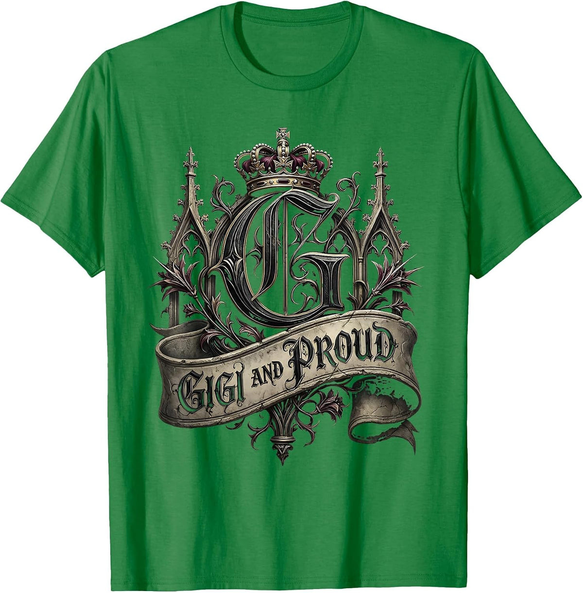 Men's Gigi And Proud Grandma Design T-Shirt - Kelly Green