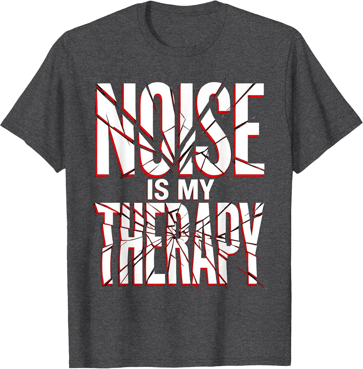 Noise Is My Therapy Punk Music Design T-Shirt - Dark Heather Grey