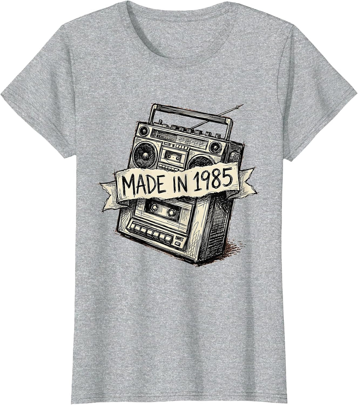 Made in 1985 Classic Birth Year Design T-Shirt - Heather Grey
