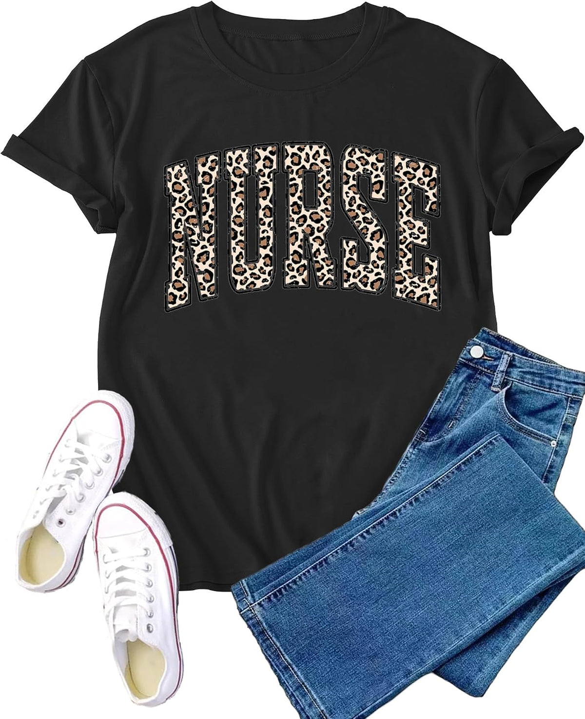 Nurse Shirt for Women Nursing Life T-Shirt Nurses Week Tee Tops - Black