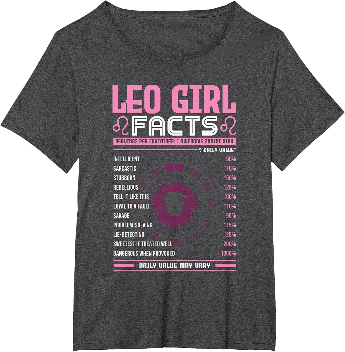 Leo Girl Zodiac Zodiac Signs Features Horoscope T-Shirt - Dark Heather Grey