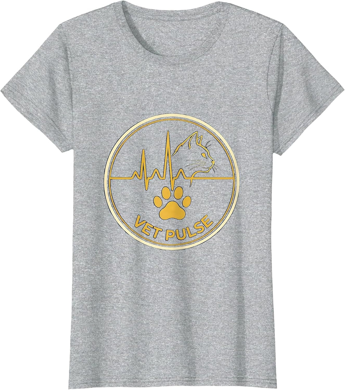 Vet Pulse Emblem Veterinarian Vet Tech Animal Care T-Shirt - Heather Grey