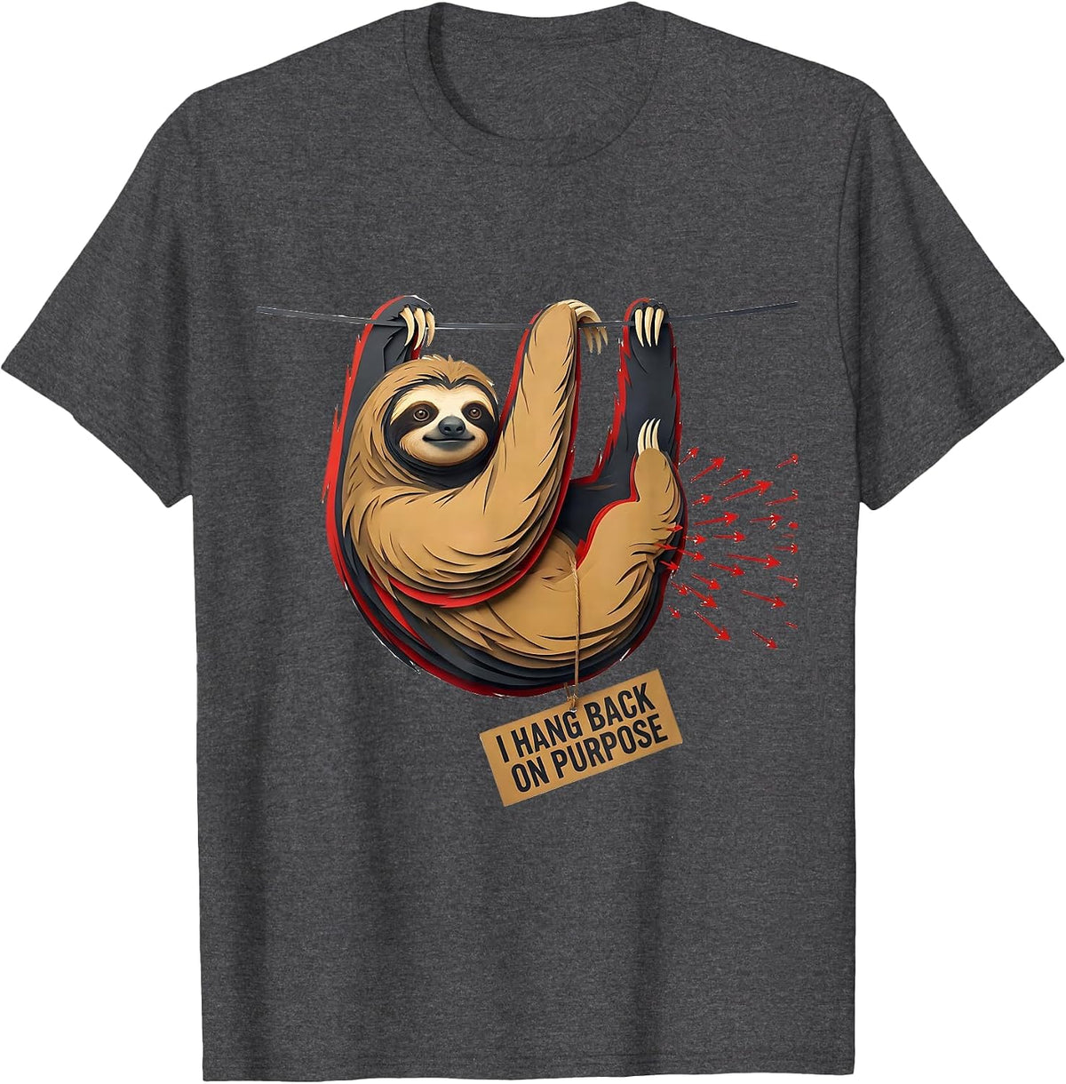 Men's I Hang Back On Purpose Funny Sloth Lover Animal Humor Gift T-Shirt - Dark Heather Grey