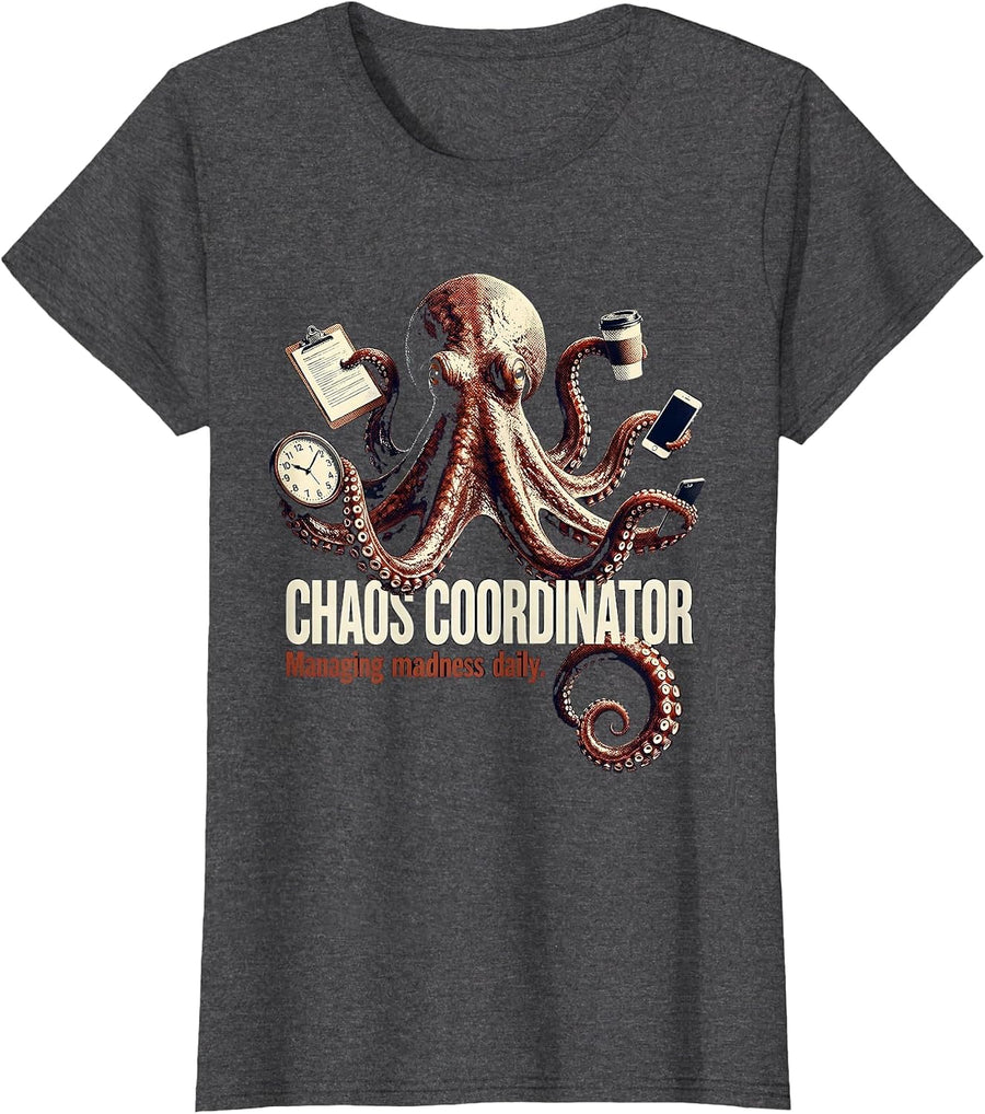Women's Chaos Coordinator Managing Madness Daily Design T-Shirt - Dark Heather Grey